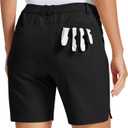 MoFiz Women's 7" Golf Shorts UPF 50+ Water-Resistant Hiking Shorts Lightweight Outdoor Stretchy Athletic Shorts (Black, XXL)