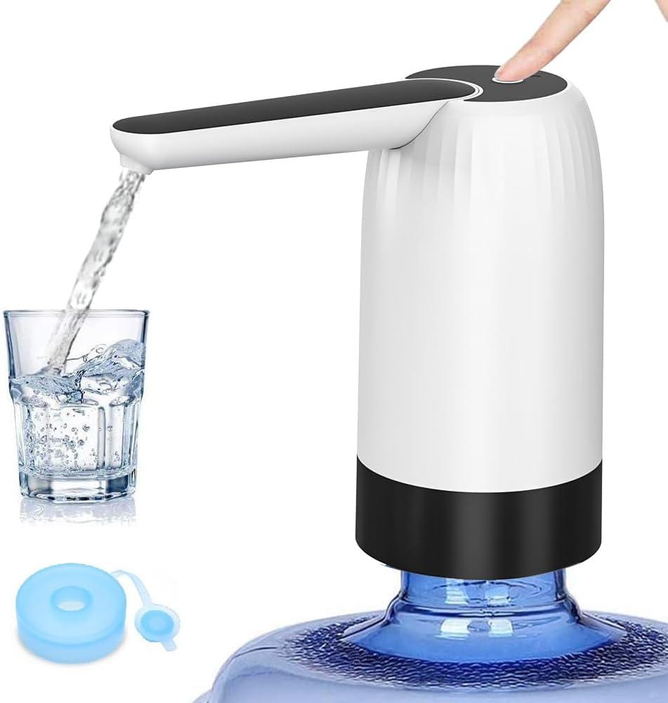 Myvision 5 Gallon Jug Drinking Water Dispenser, Portable Water Dispenser fro 3 Gallon Bottle, USB Electric Water Bottle Pump, 2-5 Gallon Water Jug Switch-White