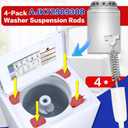 4-Pack AJK72909308 4902FA1665W Washer Suspension Rods, 25.2 Inch Compatible with LG Ken-more Top Loader Washing Machine, Fit for WT5001CW WT5101HV WT5101HW WT5101HV WT1101CW 79629002010 79629272000