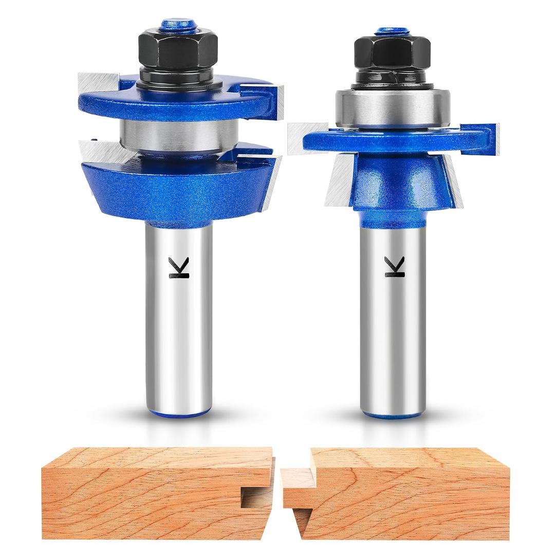 2Pcs Shaker Style Rail and Stile Router Bits Set 1/2 Inch Shank,Professional Carbide Shaker Door Raised Panel Router Bit Set for Cabinet Doors