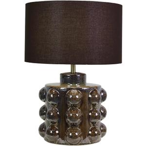 Ceramic Kiln Changed Glaze Table Lamp, 16 x 16 x 23 Inch Ceramic Base with Black Shade, Kiln Change Glaze