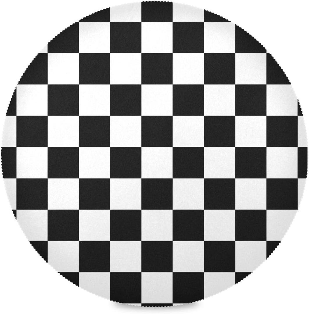 Black White Round Placemats Set of 4,Black Buffalo Plaid Round Table Mats 15 inch,Non-Slip Washable Farmhouse Check Placemats for Kitchen Dining Table Holiday Party Wedding Decoration