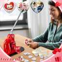Landical 200 Sets Blank Heart Button Pin Parts 2.24 Inch Heart Shaped Maker Supplies for Button Maker Machine, DIY Badge Includes Metal Top Cover and Bottom Cover with Pin, Clear Film