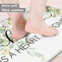 Green Kitchen Rug Anti Fatigue Mats for Kitchen Floor Kitchen Rugs Sage Green Floral Herb Memory Foam Kitchen Mat Cushioned PVC Leather Kitchen Rug Set, 17.3x28+17.3x47 inchs