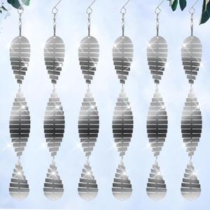 Stainless Steel Bird Deterrents for Outside Patio, Reflective 3D Bird Scare Devices Wind Spinners Outdoor Decor, Woodpecker Deterrent Bird Reflectors to Keep Pigeon Crow Away House Yard Window, 6 Pcs