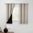 BGment Short 100% Blackout Curtains for Bedroom, Thermal Insulated Energy Efficiency Noise Reducing Grommet Curtains 45 Inch Length with Liner for Small Window 2 Panels Each 42 Inch Wide, Cashmere