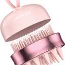 2 in 1 Scalp Massager Hair Growth,Scalp Scrubber with Soft Silicone Bristles for Dandruff Removal,Shampoo Brush for Exfoliation,Head Massager for Both Wet and Dry Use (Pink)