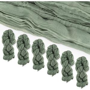 6 Pack Cheese Cloth Table Runners, 10 Foot Cheesecloth Table Runner Boho, Sage Green Cheesecloth Table Runner 35x120, Wedding Arch Draping Fabric, Sage Green Baby Shower Decorations