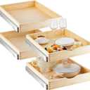 Sintuff 4 Set Wooden Pull out Tray Cabinet Organizer Soft Close Roll out Shelves for Kitchen Cabinets Fully Assembled Slide Pantry Shelves (18'' X 21'')