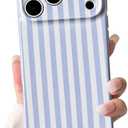 Lovmooful Compatible for iPhone 17 Pro Max Case Cute Aesthetics Color Silm Striped with Glossy Film Design for Girls Women Soft TPU Shockproof More Protective Girly for iPhone 17 Pro Max Case, Blue