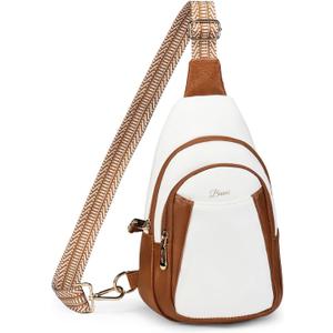 Crossbody Bags for Women Anti Theft Vegan Leather Sling Bag RFID Blocking Chest Bag for Travel (Beige Brown)