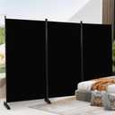 Room Divider 6ft Room Dividers and Folding Privacy Screens, 3 Panel Partition Room Divider Fabric Panel, Indoor Wall Divider for Room Separation Freestanding Space Separators for Bedroom Office Studio (Black)