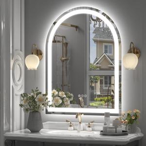 24x32 Inch Arched LED Bathroom Mirror with Lights
Lighted Bathroom Vanity Mirror for Wall, Dimmable Backlit and Frontlit, Anti-Fog, Memory, Shatterproof, ETL Listed