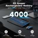 SABLUTE Wireless Keyboard and Mouse Combo, Rechargeable 4000mAh Light up Quiet Keyboard with Wrist Rest & Phone Holder, Ergonomic Silent Typing for PC/Mac/Laptop/Windows/Chrome OS