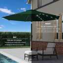 9FT Patio Umbrella with Solar Lights,Outdoor Market Umbrella with Tilt and Crank, LED Lighted Table Umbrella for Garden,Deck,Backyard,Pool,Beach (Dark Green)