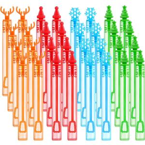 36 Pack Christmas Bubble Wands, Xmas Mini Bubble Wands Party Favors Christmas Goodie Bag Stuffers Christmas Toys Gift for Kids Adults