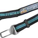 Kurgo Direct to Seatbelt Tether for Dogs, Adjustable Car Safety Belt Leash, Quick & Easy Installation, Works with Any Pet Harness, Carabiner Clip, Coastal Blue (1 Count (Pack of 1))