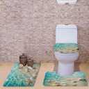 Flashideas Starfish Shell 3 Piece Bathroom Rug Set Non Slip Contour Mat Toilet Lid Cover and Bath Rug Absorbent Bath Mat Set Bath Mats Shower Mats Bath Rug Mat for Tub Toilet Bathroom