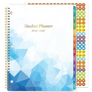 Student Planner 2026-2027 - Monthly and Weekly School Planner 2026-2027 with Colorful Tabs & Stickers, Aug. 2026 - June 2027, 9" x 11", Academic Planners - Blue