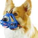 Dog Muzzle, Basket Muzzle for Small Medium Large Dogs, Anti-Biting and Chewing, Lightweight & Sturdy Cage Design, Allows Panting & Drinking, Ideal for Grooming & Training(Blue Size M)