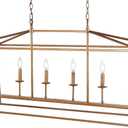 JONATHAN Y 49" Antique Gold Lantern Pendant Light, 6-Light Pagoda Style Metal Cage Farmhouse Hanging Ceiling Fixture for Kitchen Island, LED Bulb Included (JYL7439B)
