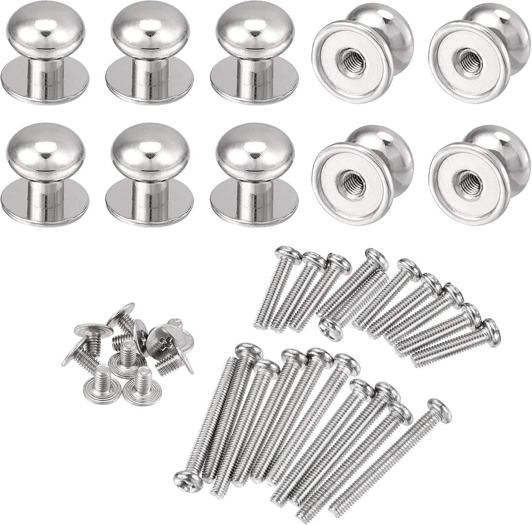 uxcell 10mm Head Dia. Round Knobs Pull Handle, Zinc Alloy Silver Tone, 9 pcs