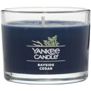 Yankee Candle Signature Votive Mini Candle Jar, Bayside Cedar Scent, Natural Soy Wax Blend Candle with Natural Fiber Wick, 1.3 OZ Glass Jar (Pack of 1)