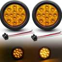 TMH 2pcs 4 Inch 12 Super Bright LED Tail Turn Signal Indicator Light Marker Amber Assembly Rubber Mount Grommet for Trucks Trailers