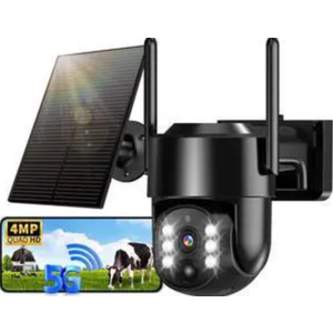 Gianteye 2K Security Cameras Wireless Outdoor, 5G WiFi Cameras for Home Security, 360° PTZ Solar/Battery Powered Outside Cam, 2 Way Talk, Color Night Vision, AI Human Detection for Porch/Garage/Yard