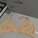 OEAK Womens Comfortable Triangle Bras No Underwire Sexy Plunge Unlined Bralette Pull On Bra Seamless Everyday Tshirt Bras (Medium, Nude)