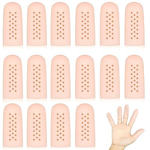 Gel Finger Cots with Air Holes, Gel Finger Protectors Finger Covers Protection for Finger Tips, Breathable Finger Covers Finger Caps Gloves Finger Protectors for Wound, Finger Cracking, 10Pcs