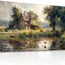 FUHAIHUA Canvas Wall Art For Living Room Farmhouse Wall Decor For Bedroom Office Decorations Farm Scenery Wall Painting Countryside Wall Pictures Modern Artwork Ready To Hang Home Decor 20x40 In (40L" x 20W")