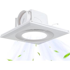 Bathroom Exhaust Fan with LED Light Ceiling Mount Ventilation Fan 136 CFM 1.0 Sones 4 Inch Duct Quiet Bathroom Vent Fan with Light Combo 6000K for Home Bath Office Hotel