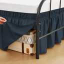 Navy Blue Bed Skirts with Split Corners Full Size 15 Inch Drop,Elastic Bed Skirting Wrap Around, Easy to Install Dust Ruffles Soft Fabric,Machine Washable bedskirts for Metal Frame