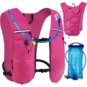 Running Vest for Women & Men, 6L Hydration Backpack with 2L Water Bladder, Lightweight Water Backpack for Trail Running, Marathon, Hiking, Cycling, Jogging, Adjustable Fit