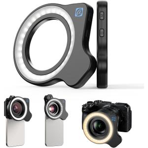 APEXEL 37mm 52mm Thread Macro Lens Fill Light, Portable Camera Lens Ring Light with High Power 32 LED/CRI 95+/45 Light Modes for APEXEL HD 100MM SLR Macro Lens Attachments