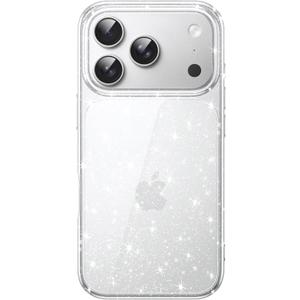 JETech Glitter Case for iPhone 17 Pro 6.3-Inch, Bling Sparkle Shockproof Phone Bumper Cover, Cute Sparkly for Women and Girls (Clear)