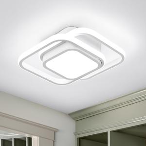 CANEOE Small Ceiling Light, Square Modern LED Ceiling Light Fxitures, Cool White Hallway Light Fixture Ceiling for Bedroom Kitchen Living Room Study Asile Lamp Corridor Lights (White) (1 Pack)