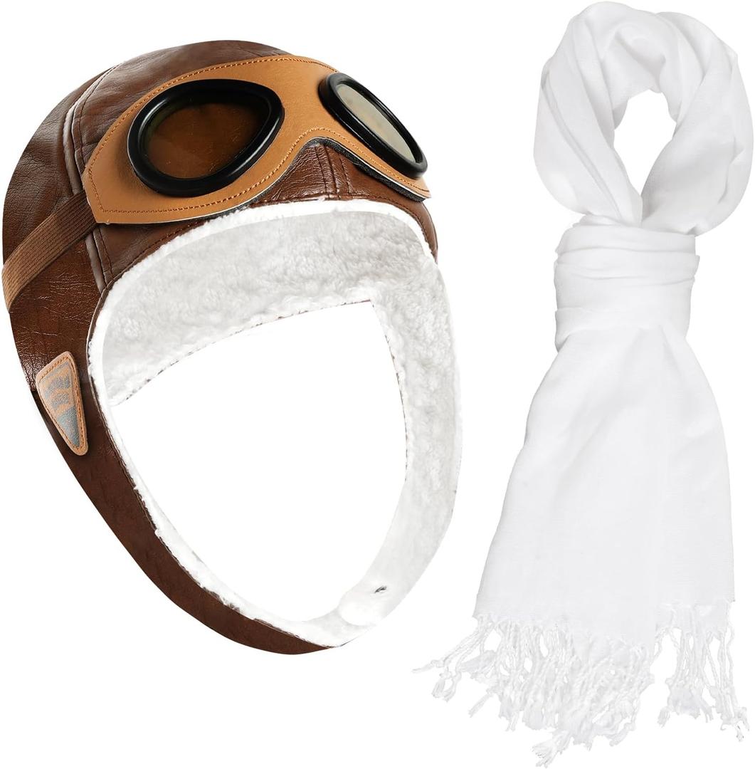 Pilot Aviator Costume for Kids for Birthday Party Halloween Cosplay (Brown)