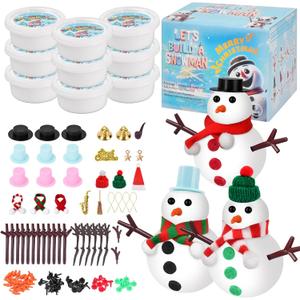 Stocking Stuffers for Kids Teen Boys Girls - 9 Pack Build Snowman Kit Christmas Crafts Gifts for Kids Creative Air Dry Modeling Clay Xmas Gift Birthday Gifts
