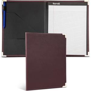 Samsill Classic Collection Business Portfolio - Executive Padfolio for Resume & Document Organizer - 8.5 by 11-Inch Legal Pad, Faux Leather with Brass Corners (Burgundy)