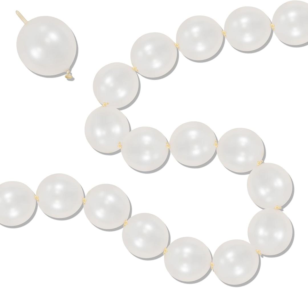 Pearl White Linking Balloons, 100PCS 6 Inch Pearl Color Quick Link Balloons for Making Balloon Wall Heart Arch, Tails Balloon for Wedding Birthday Baby Shower Engagement Graduation Party Decorations
