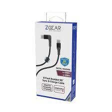 Zgear 8 Foot Braided 90 Sync Charge Cable