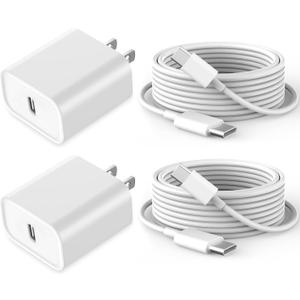 Fast Charging for iPhone 16 15 Charger,2Pack 20W USB C Wall Charger Travel Plug Block iPhone 15 Charging Cable for iPhone 16/16 Pro/16 Pro Max/16 Plus/15/15 Pro/15Pro Max/iPad Mini6/iPad Air4/iPad Pro (3FT, White)
