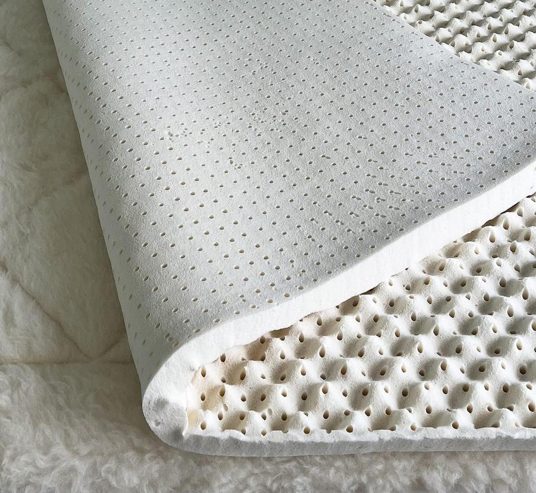 Green Natural Organic Egg Crate Latex Mattress Topper Twin XL Size - Soft Firm - GOLS Certified Organic Convoluted Latex Foam - Pressure Point Back Pain Relief Sleeps Cool Breathable Bed Pad