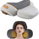 Non-Rechargeable (Plug-in Model) 3-in-1 Neck Vibrating Massager Pillow with Heat & Air Compression,Light Grey