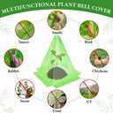 20 Pack Garden Cloches for Plants, Green Reusable Bell Plant Cover, Plastic Small Plant Seedling Protector with 40pcs Metal Stakes, Mini Greenhouse Against Sun, Frost, Snails, Birds, 7.8" x 11"
