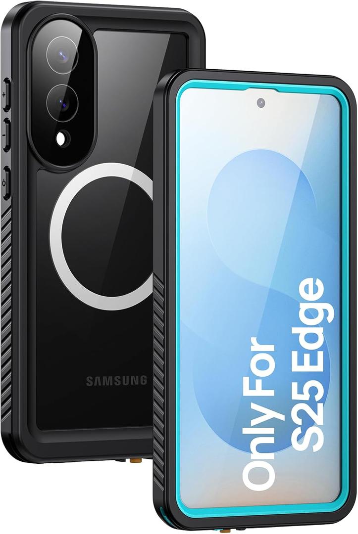 Lanhiem Magnetic for Samsung Galaxy S25 Edge Phone Case, IP68 Waterproof Dustproof Case with Built-in Screen Protector, Rugged Full Body Protective Cover for Galaxy S25 Edge 6.7 Inch, Blue