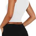 REORIA Butsmooth Women's Square Neck Going Out Crop Tops Double Lined Cute Basic Tank Tops 2026 Clothes (White, L)