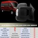 Passenger Side Mirror Compatible with 2014-2024 Ram Promaster 1500 2500 3500 (Short Arm) With Heated Turn Signal Light Manual Folding Power Glass 8 Pins Textured Black, Passenger Side-RH